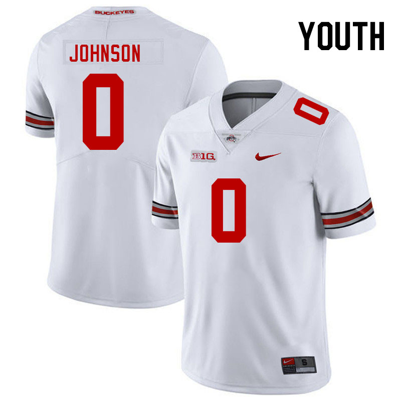Youth #0 Xavier Johnson Ohio State Buckeyes College Football Jerseys Stitched Sale-White